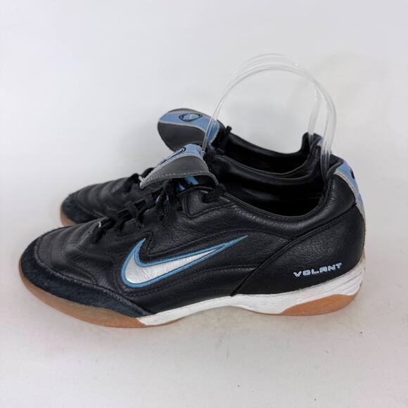 Nike Volant IC Indoor Soccer Sneakers Women's 8 Black Blue Leather Low Top - Picture 5 of 10